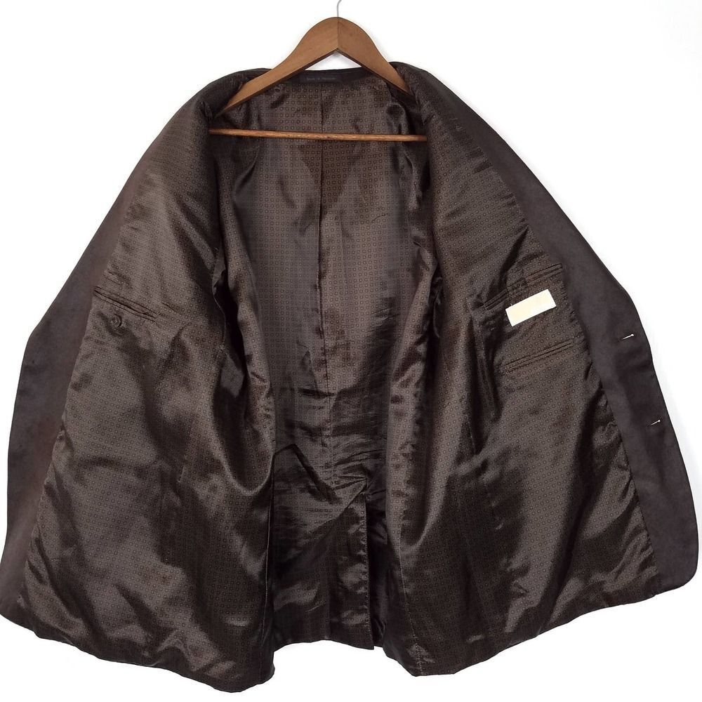 Michael Kors Dark Brown Faux Suede 2 Button Blazer Jacket Sport Coat Size 46 - Picture 4 of 6